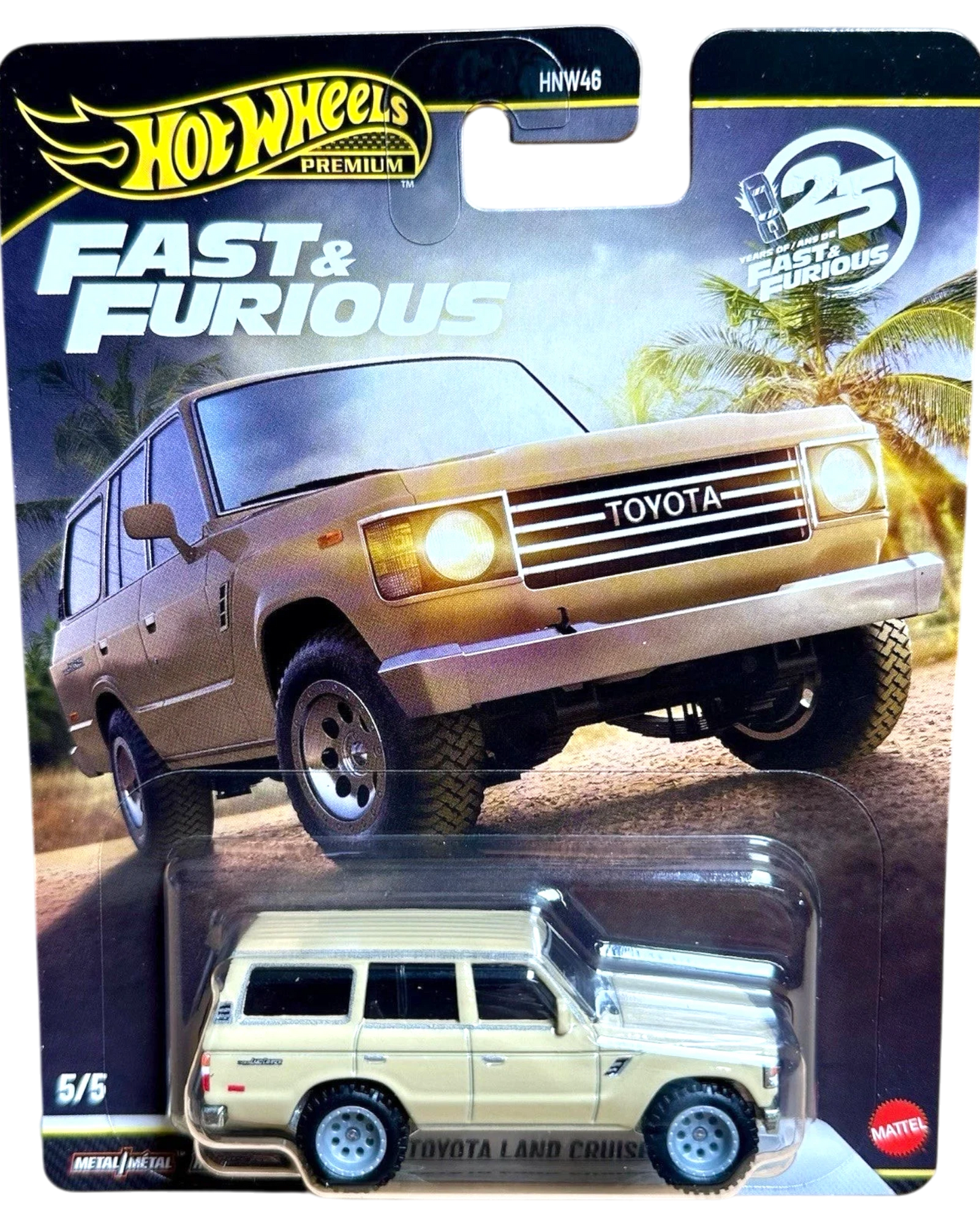 More Than Diecast Hot Wheels Premium Fast & Furious 25th Anniversary Toyota Land Cruiser FJ60 die-cast car in beige