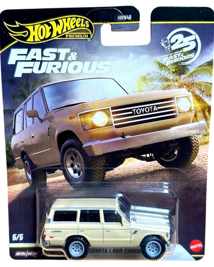 More Than Diecast Hot Wheels Premium Fast & Furious 25th Anniversary Toyota Land Cruiser FJ60 die-cast car in beige