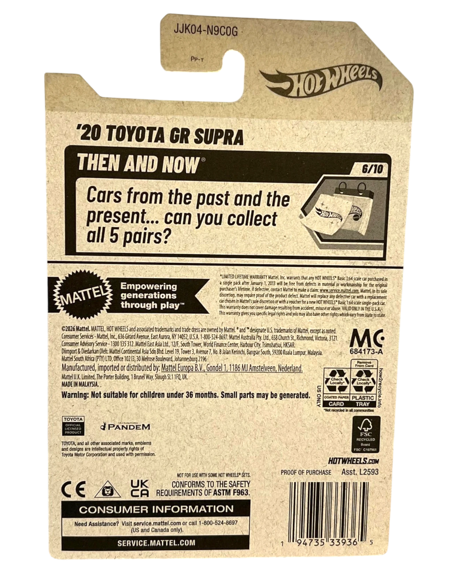 More Than Diecast 2026 Hot Wheels Mainline '20 Toyota GR Supra Then And Now 6/10 silver diecast car packaging.