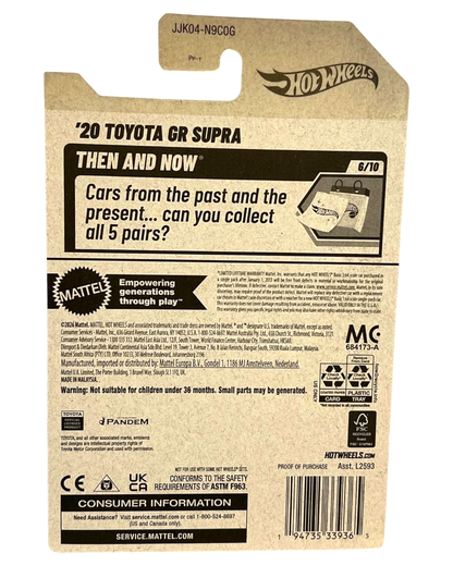 More Than Diecast 2026 Hot Wheels Mainline '20 Toyota GR Supra Then And Now 6/10 silver diecast car packaging.