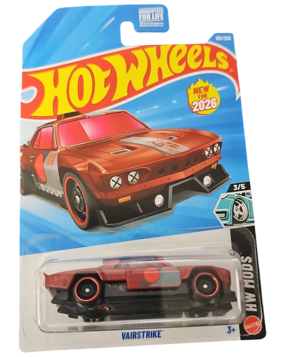 More Than Diecast Hot Wheels Vairstrike 2026 mainline die-cast car in metallic red with custom racing graphics
