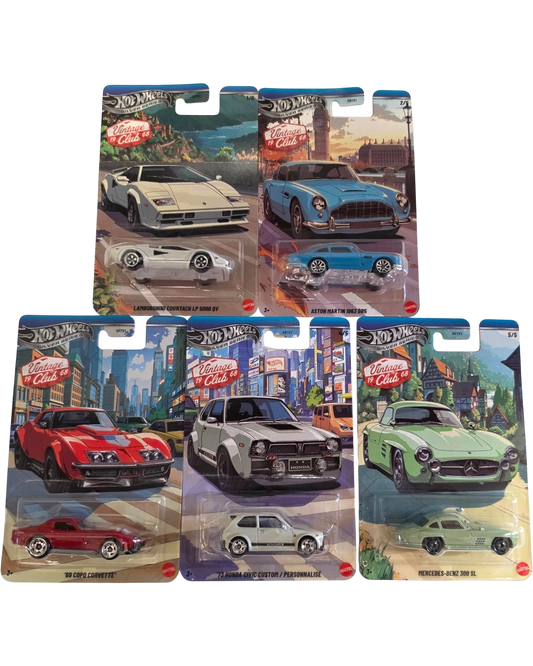 More Than Diecast Hot Wheels 2026 Silver Series Vintage Club 1968 complete 5-car set in original blister packaging