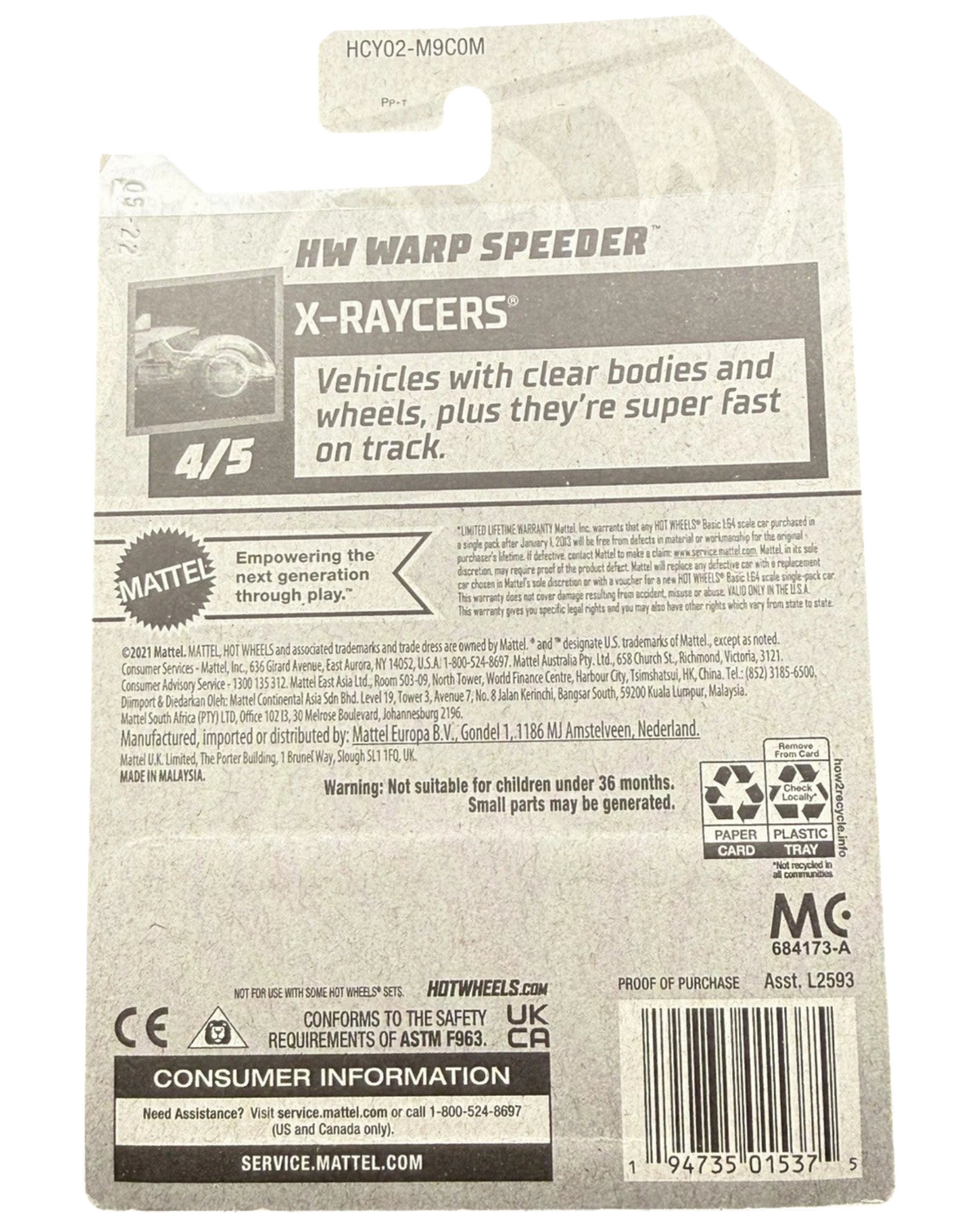 More Than Diecast Hot Wheels HW Warp Speeder X-Raycers Treasure Hunt card back with product information and logo