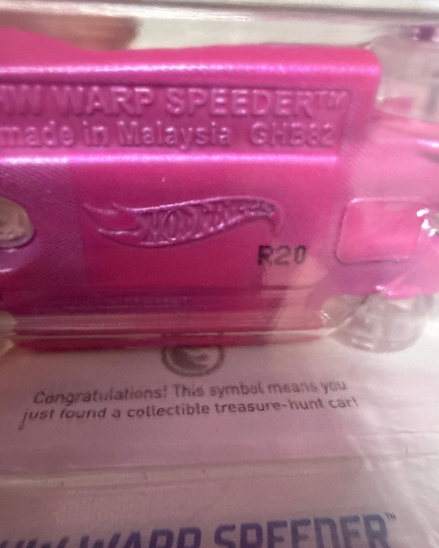 More Than Diecast Hot Wheels Warp Speeder pink Treasure Hunt die-cast car in original packaging