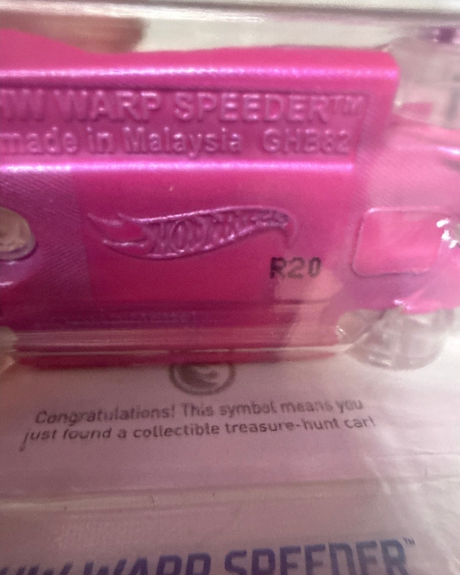 More Than Diecast Hot Wheels Warp Speeder pink Treasure Hunt die-cast car in original packaging
