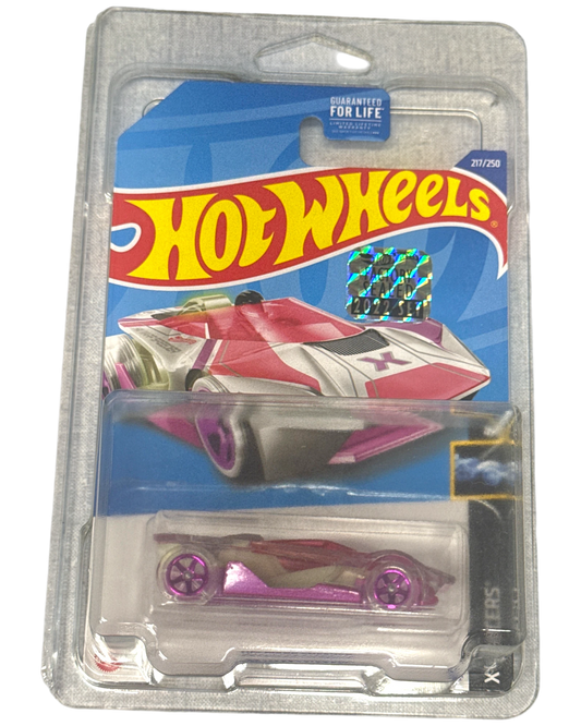More Than Diecast Hot Wheels Warp Speeder pink X-Raycers Treasure Hunt die-cast car in original blister packaging