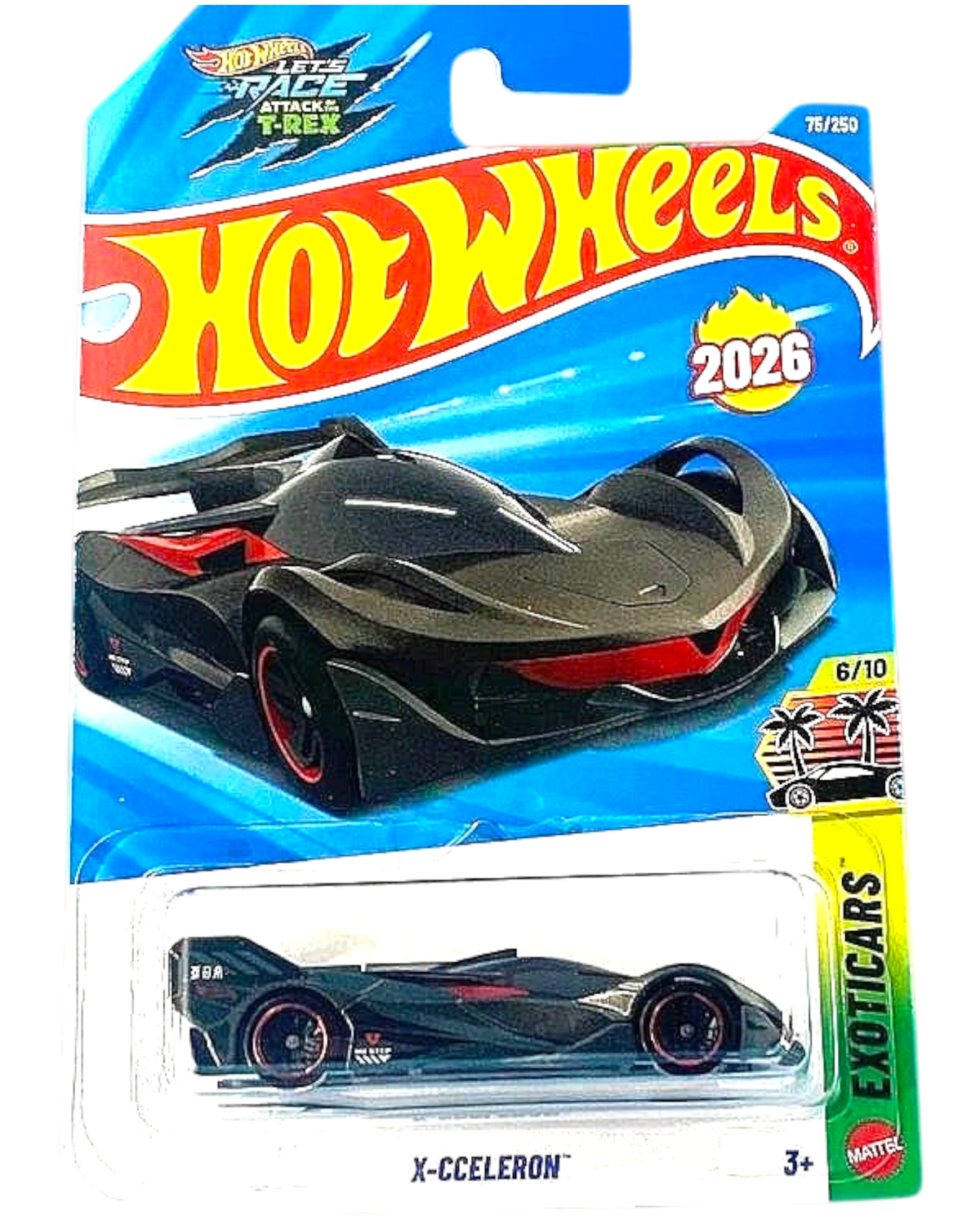 More Than Diecast Hot Wheels 2026 X-Cceleron metalflake grey die-cast car in original Let's Race Show blister packaging