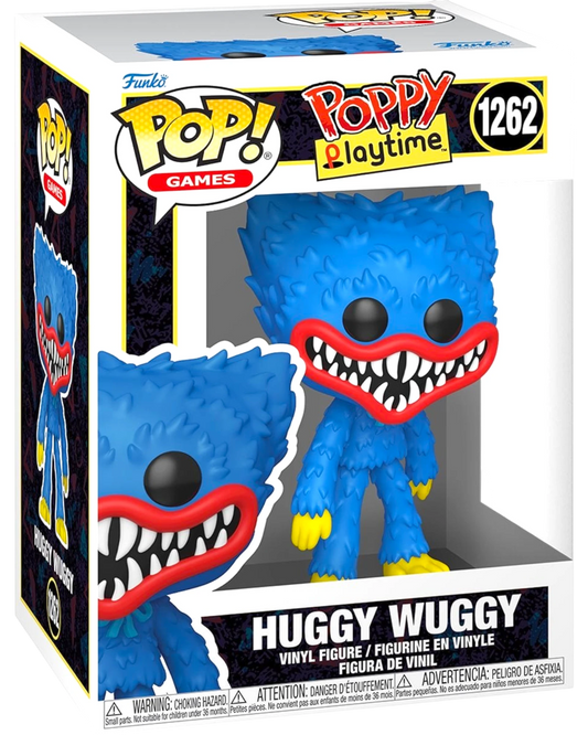More Than Diecast Poppy Playtime Huggy Wuggy Funko Pop! Vinyl Figure #1262, blue fuzzy creature with red mouth and yellow feet.