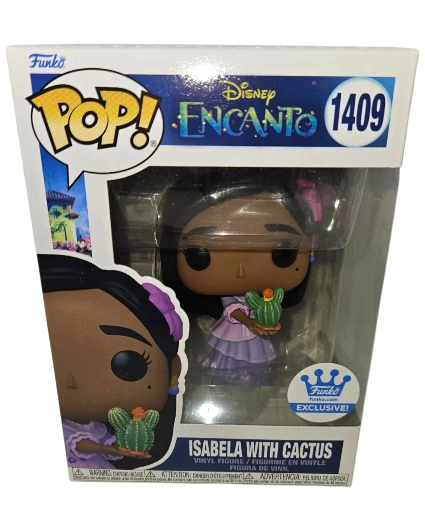 More Than Diecast Funko Pop! Disney Encanto Isabela with Cactus vinyl figure #1409, wearing a purple dress and holding a cactus.