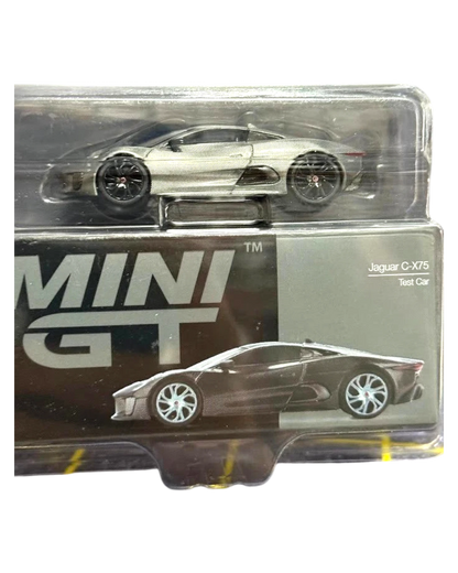 More Than Diecast Mini GT Jaguar C-X75 Test Car 1/64 scale diecast model in raw black finish.