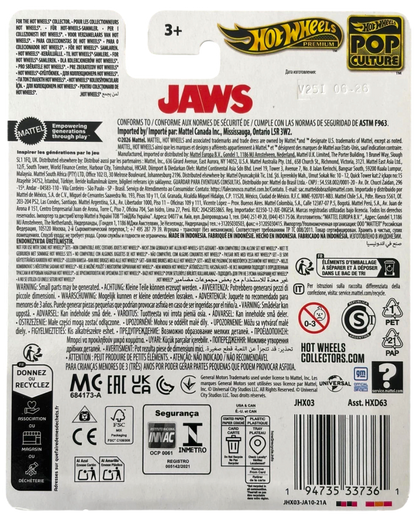 More Than Diecast Hot Wheels Jaws 2026 Pop Culture 1975 Chevrolet Blazer Custom packaging back view