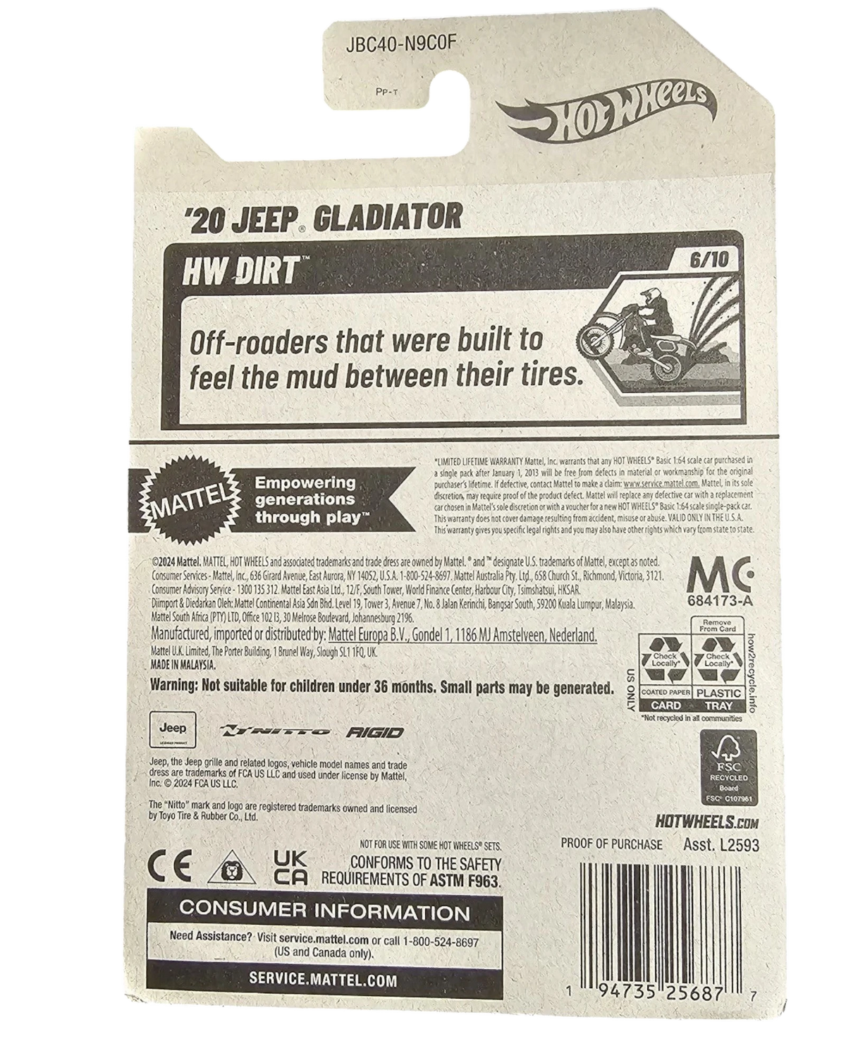 Back of More Than Diecast Hot Wheels 2025 Super Treasure Hunt 20 Jeep Gladiator card packaging