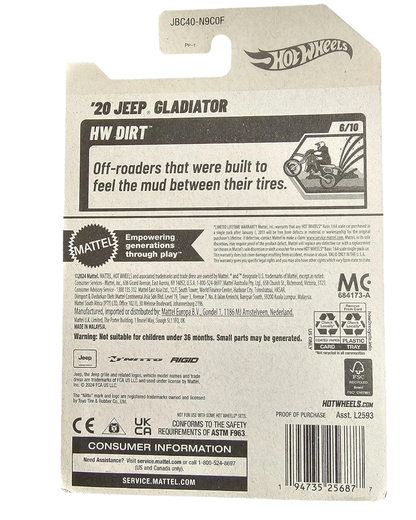 Back of More Than Diecast Hot Wheels 2025 Super Treasure Hunt 20 Jeep Gladiator card packaging