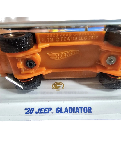 More Than Diecast 2025 Hot Wheels Super Treasure Hunt 20 Jeep Gladiator chassis view showing orange base and wheels