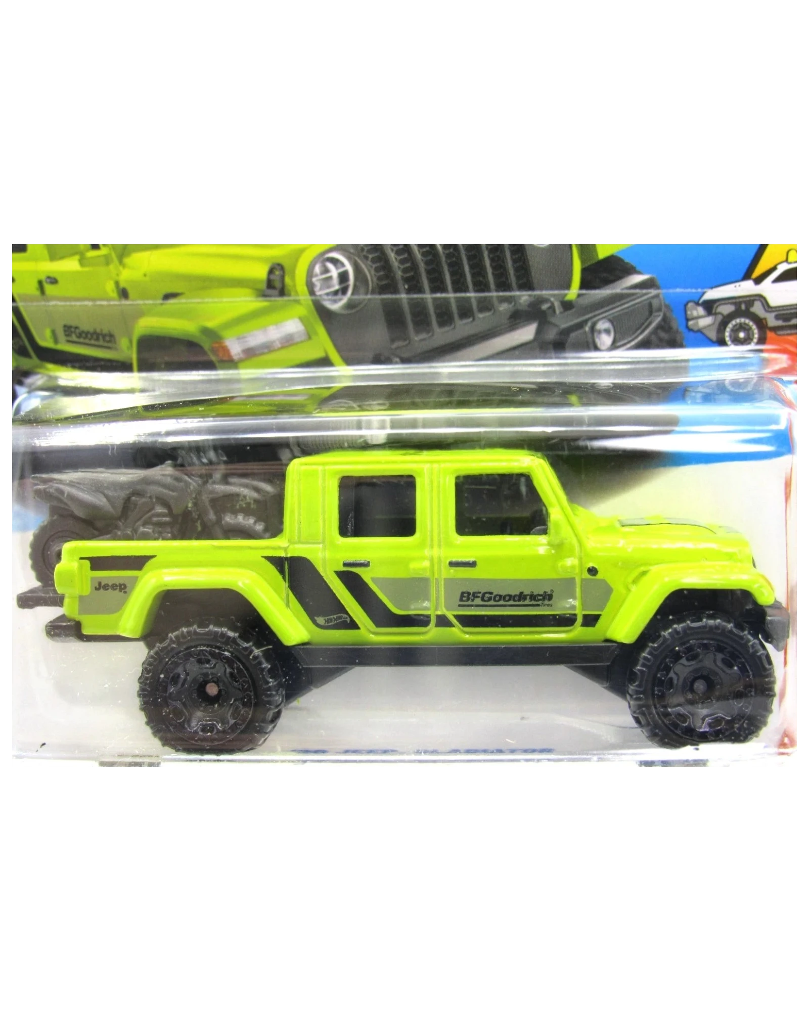 More Than Diecast lime green Jeep Gladiator toy truck with black accents and BFGoodrich branding.