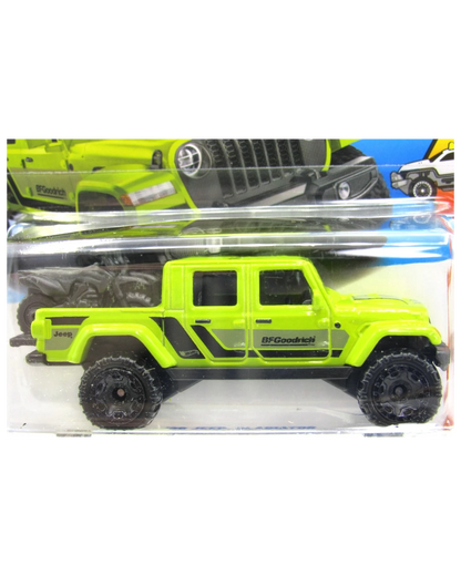 More Than Diecast lime green Jeep Gladiator toy truck with black accents and BFGoodrich branding.
