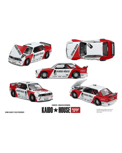 More Than Diecast Kaido House x Mini GT 1:64 BMW M3 Redboro die-cast model car with custom livery and opening hood