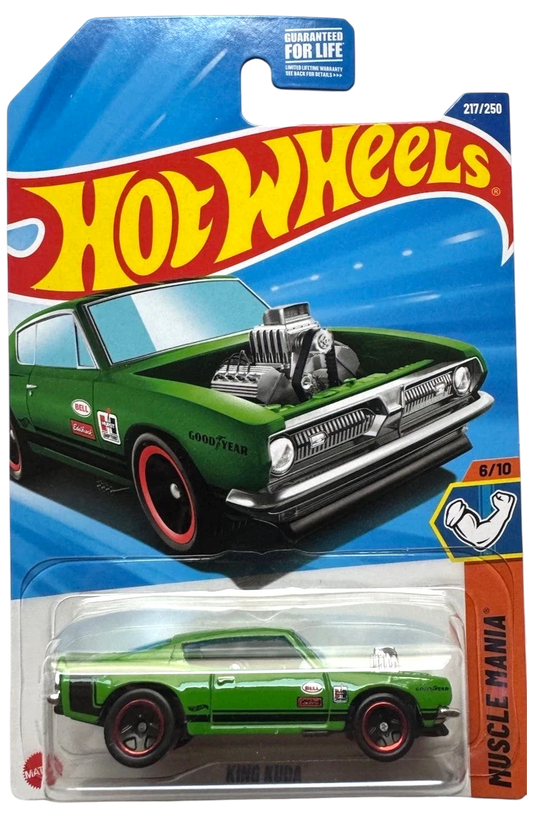 More Than Diecast Hot Wheels King Kuda green muscle car die-cast toy in original blister card packaging
