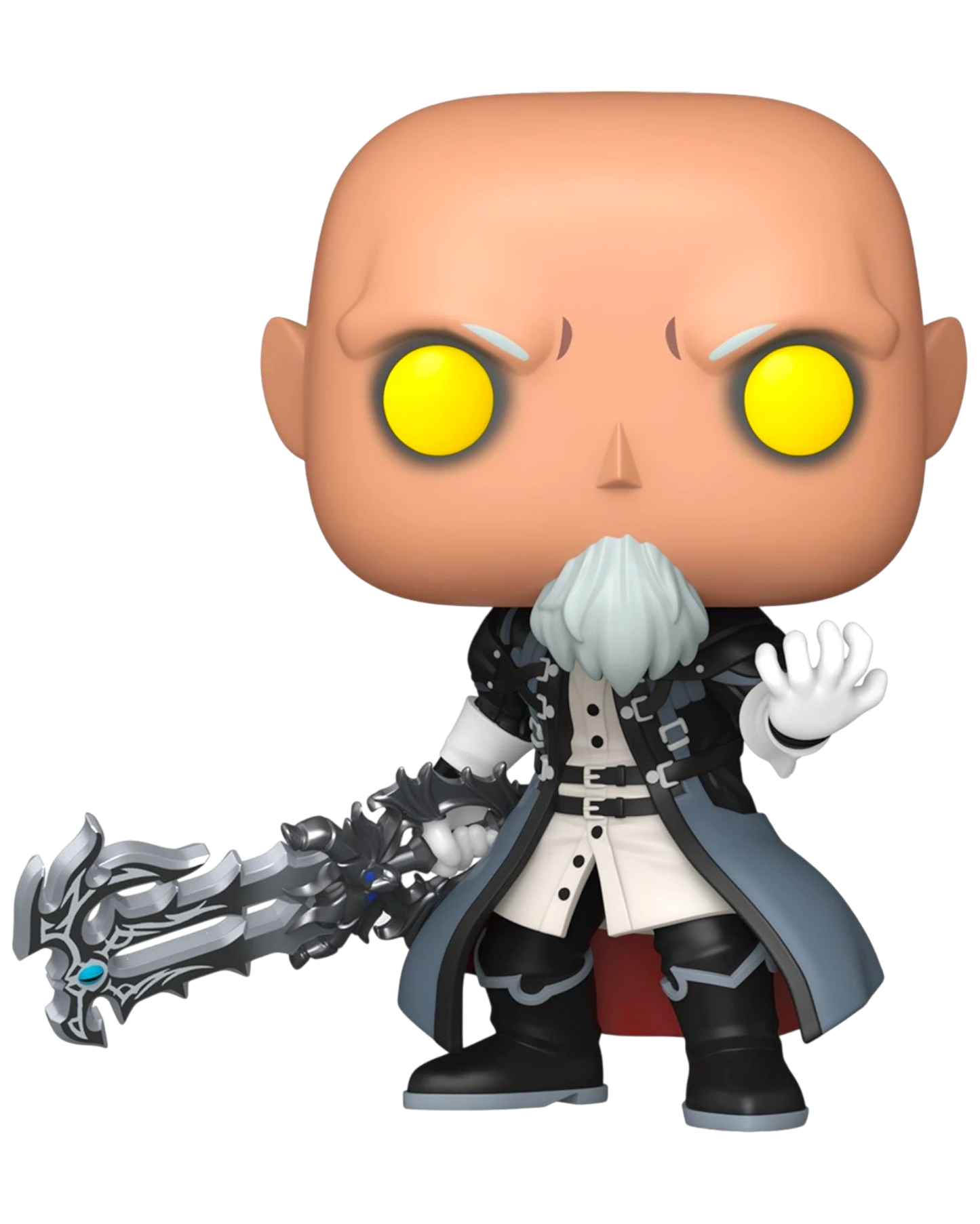 More Than Diecast Kingdom Hearts Xehanort with Blade Funko Pop! Vinyl Figure #1123, 3.75-inch, black coat, white shirt, holding a silver sword.