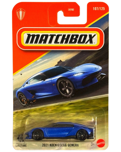 More Than Diecast 2021 Koenigsegg Gemera blue 1:64 scale die-cast supercar in original Matchbox blister packaging