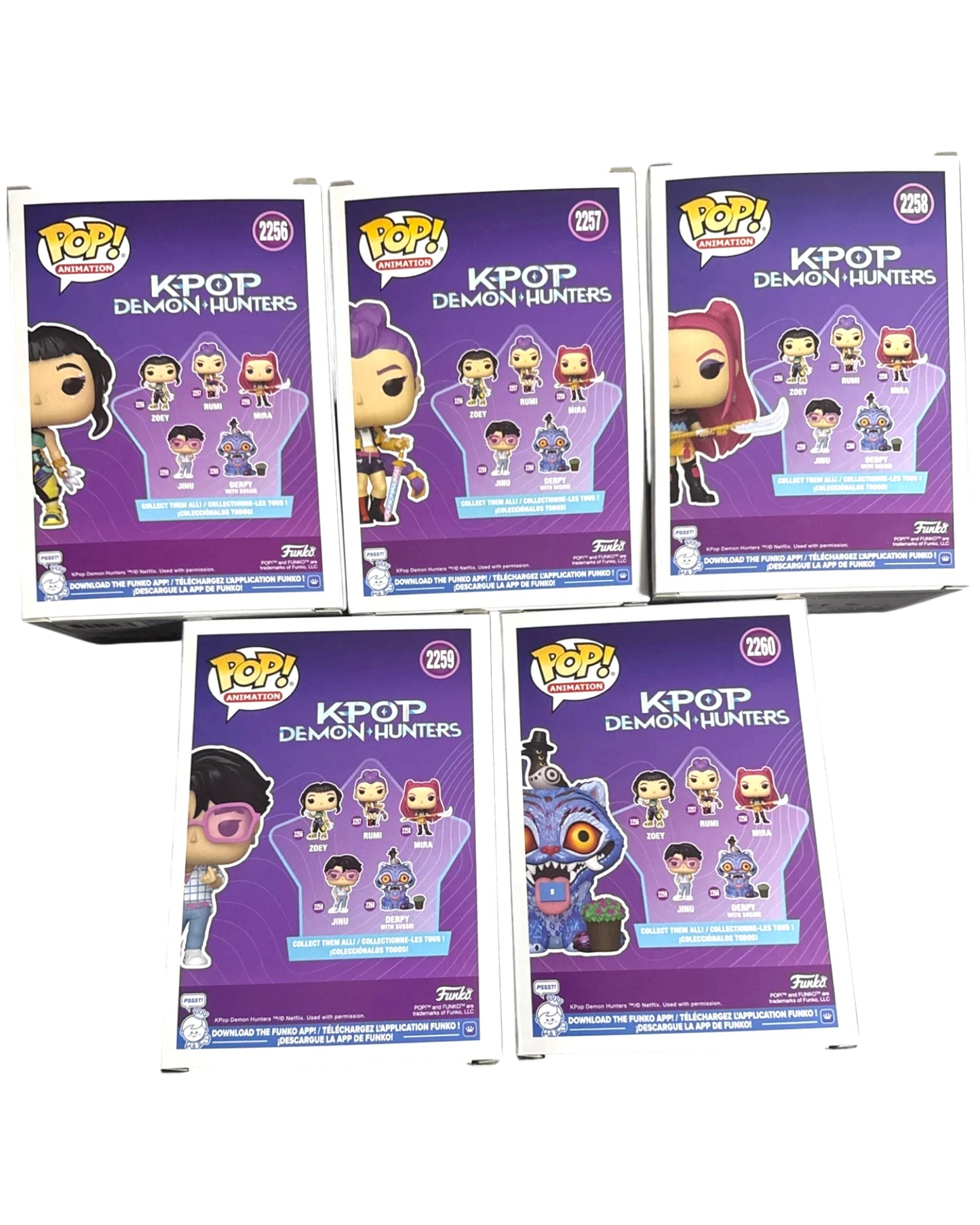 More Than Diecast set of 5 KPOP Demon Hunters Funko Pop animation figures in original display boxes