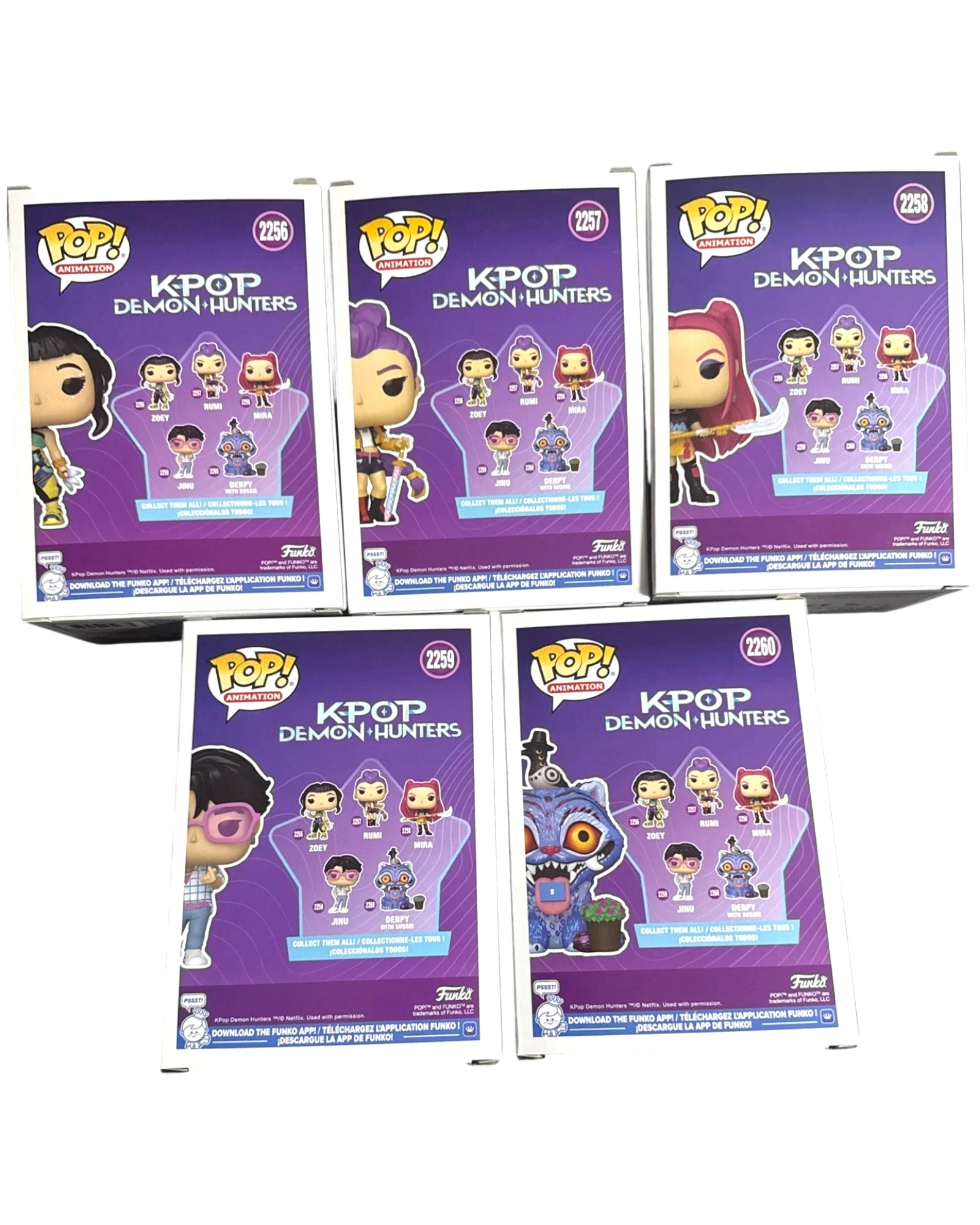 More Than Diecast set of 5 KPOP Demon Hunters Funko Pop animation figures in original display boxes
