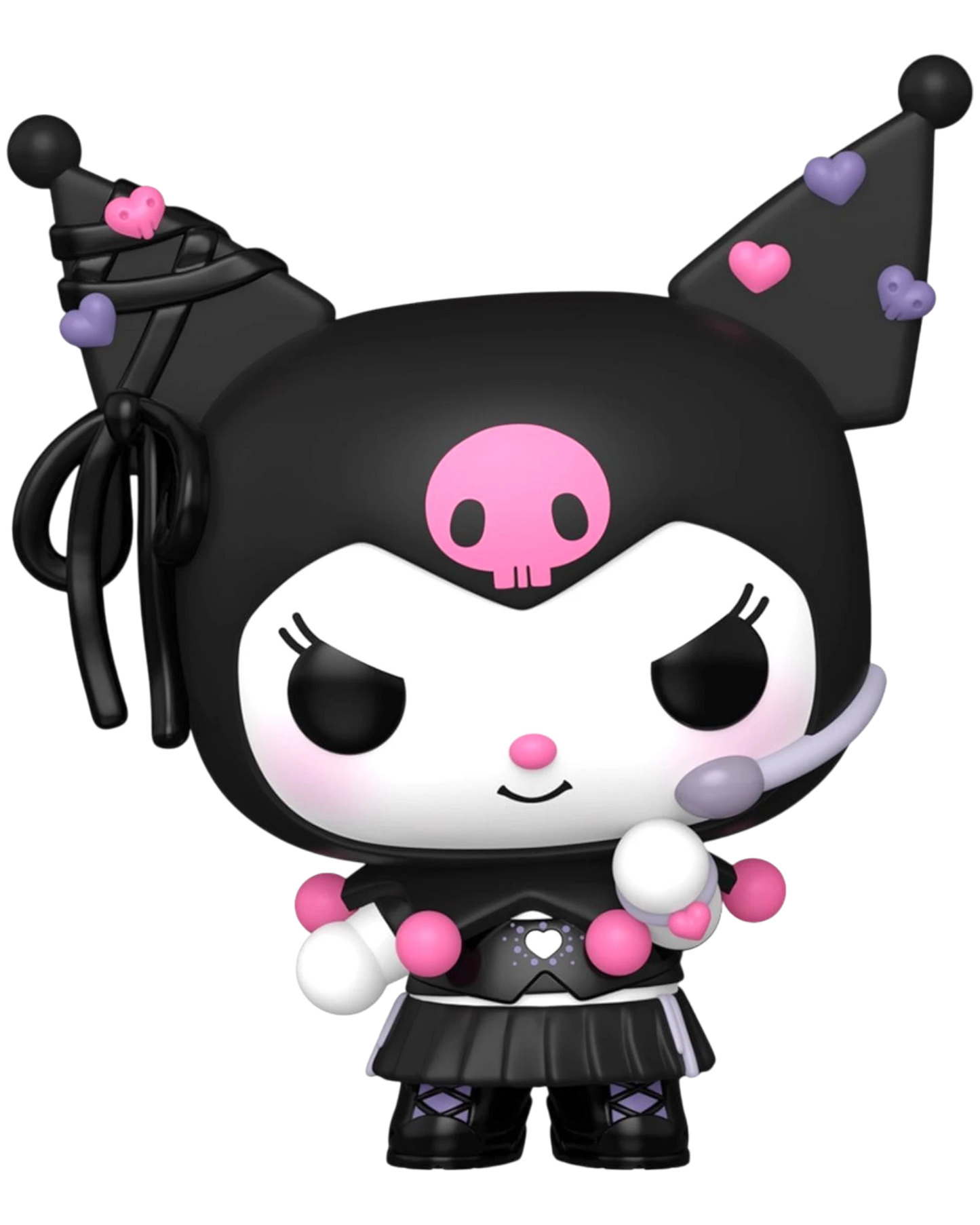 More Than Diecast Kuromi K-Pop Funko Pop! Vinyl Figure #143, black with pink skull, pink and purple heart accents, and K-Pop outfit.