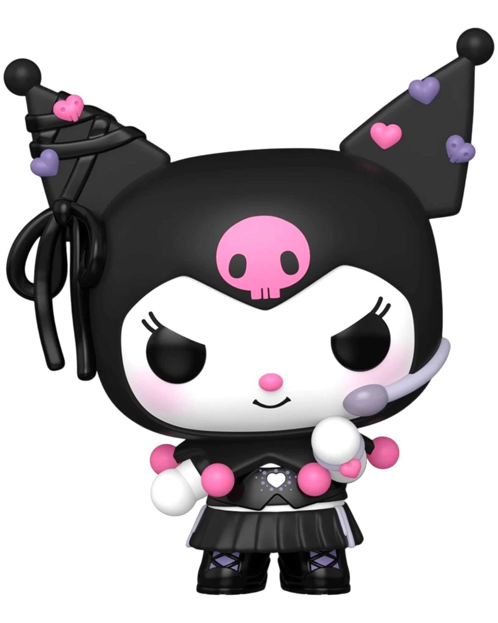 More Than Diecast Kuromi K-Pop Funko Pop! Vinyl Figure #143, black with pink skull, pink and purple heart accents, and K-Pop outfit.