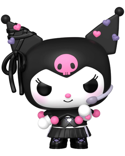 More Than Diecast Kuromi K-Pop Funko Pop! Vinyl Figure #143, black with pink skull, pink and purple heart accents, and K-Pop outfit.