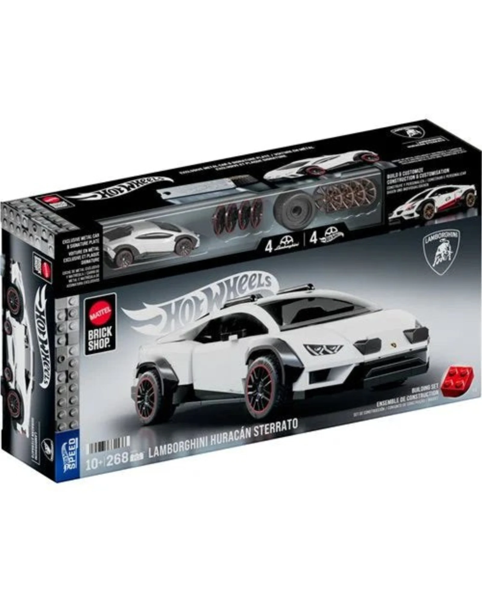 More Than Diecast Hot Wheels Brick Shop Lamborghini Huracan Sterrato 268-piece building set box with die-cast car