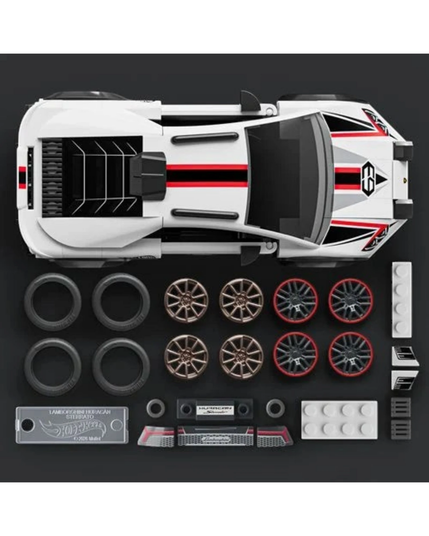 More Than Diecast Hot Wheels Lamborghini Huracan Sterrato brick set with extra wheels and metal signature plate