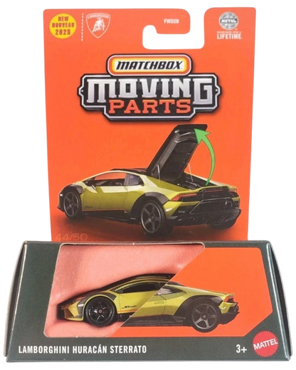 More Than Diecast Matchbox 2025 Lamborghini Huracán Sterrato die-cast car in yellow with opening engine cover feature