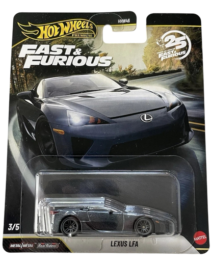 More Than Diecast Hot Wheels Premium Fast & Furious 25th Anniversary Lexus LFA diecast car in blister packaging