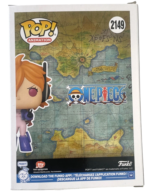 More Than Diecast Lilith One Piece Funko Pop vinyl figure box back with map background and One Piece logo