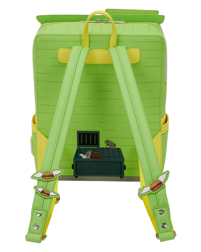 More Than Diecast Loungefly Bob's Burgers mini-backpack in lime green with yellow accents and winged burger charms.