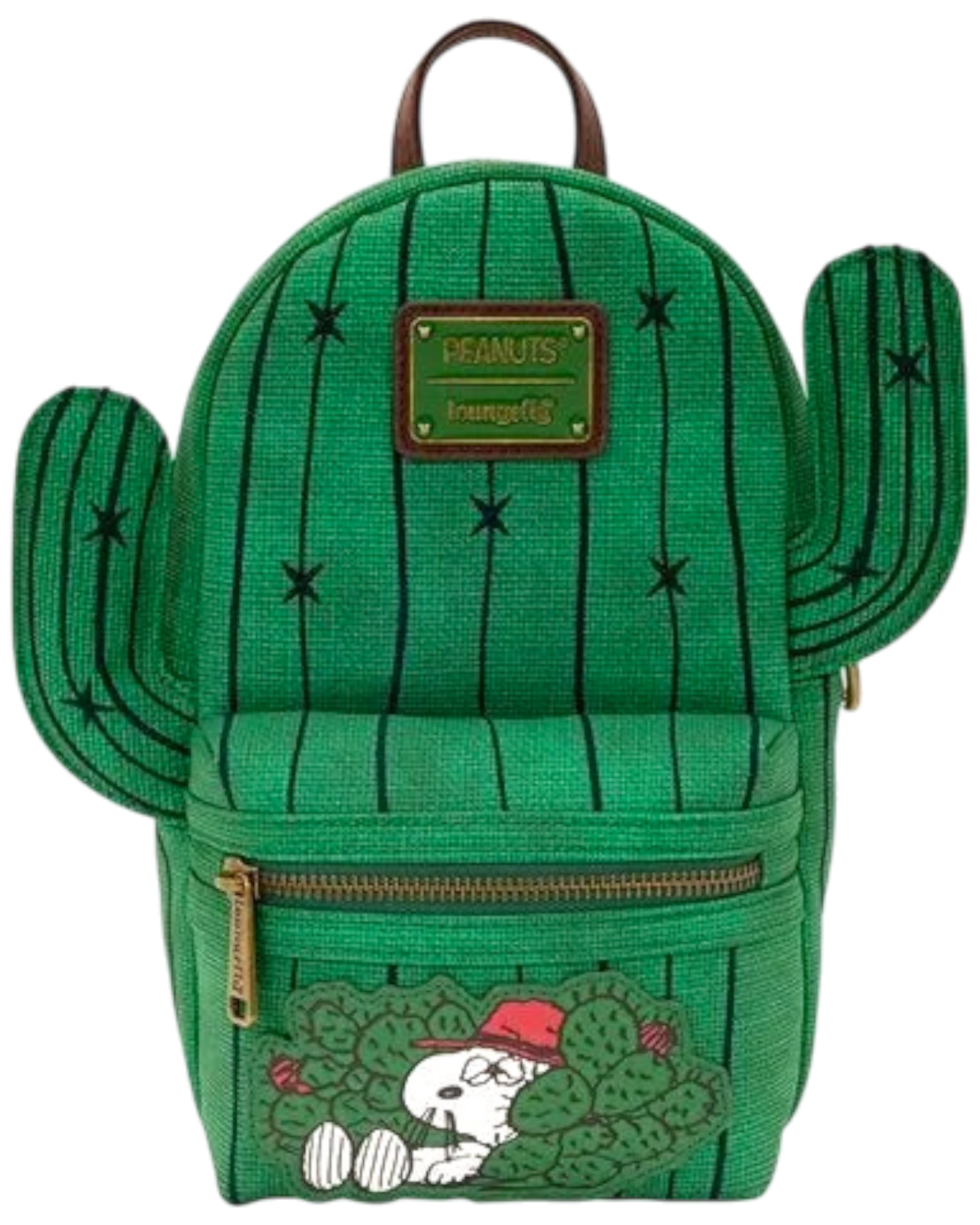 More Than Diecast Loungefly Peanuts Spike desert cactus green sling bag with Snoopy's brother and gold hardware