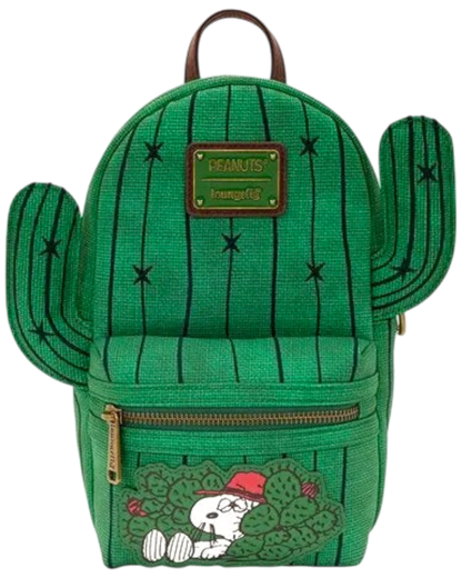 More Than Diecast Loungefly Peanuts Spike desert cactus green sling bag with Snoopy's brother and gold hardware
