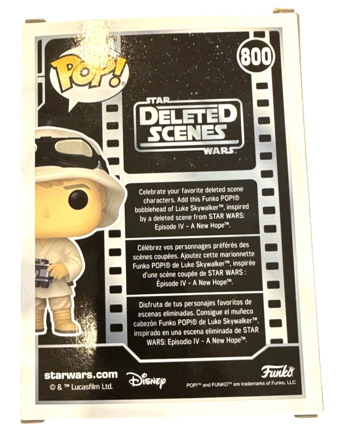 More Than Diecast Star Wars Luke Skywalker Deleted Scenes Funko Pop box back with character illustration and text