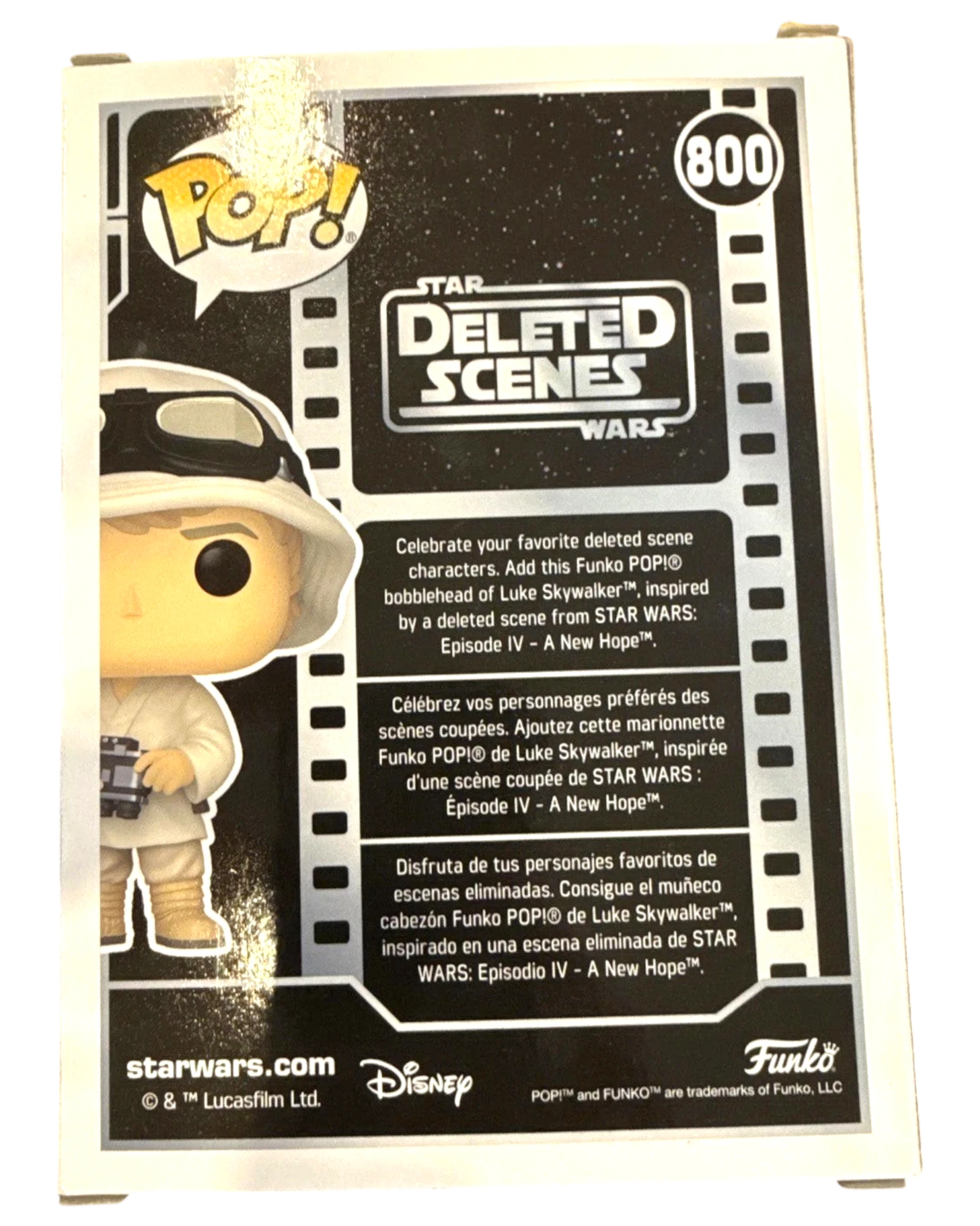 More Than Diecast Star Wars Luke Skywalker Deleted Scenes Funko Pop box back with character illustration and text