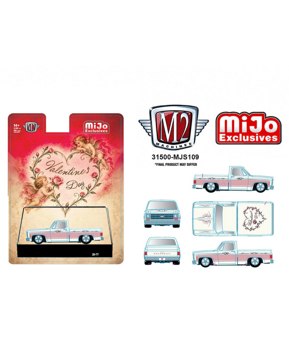 More Than Diecast M2 Machines 1978 Chevrolet C10 Silverado Valentine's Day Edition 1:64 scale diecast pickup truck
