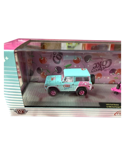 More Than Diecast M2 Machines 1:64 scale 1976 Ford Bronco in light blue Cherry Coke livery with pink wheels