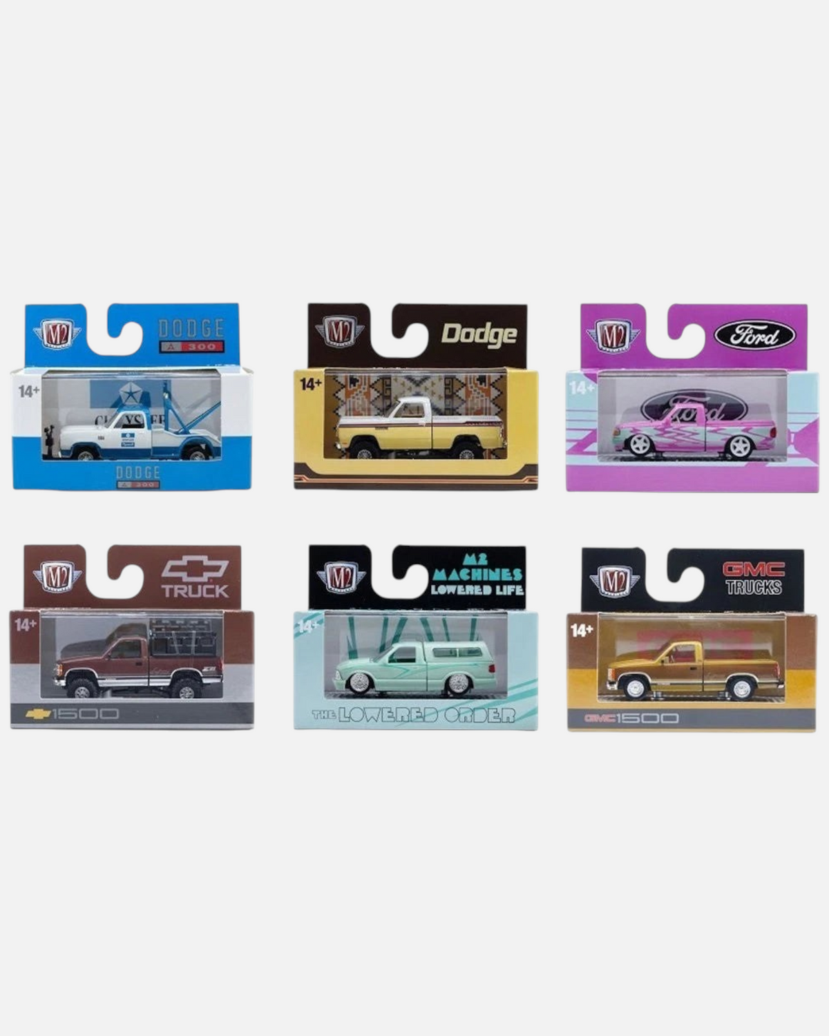 More Than Diecast M2 Machines 1:64 scale truck collection featuring six detailed die-cast models in original boxes.