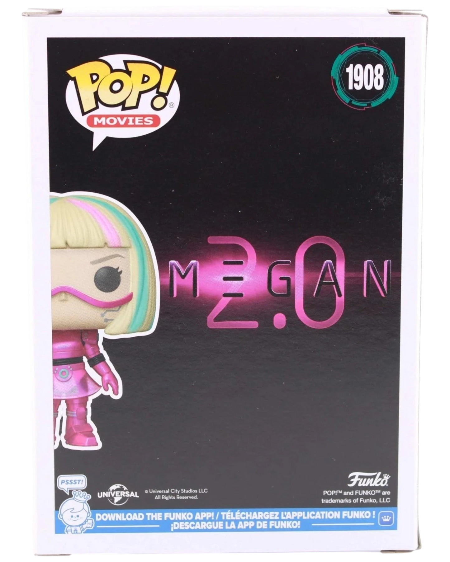 More Than Diecast Funko Pop! Movies M3GAN 2.0 figure #1908 packaging back showing character art and branding