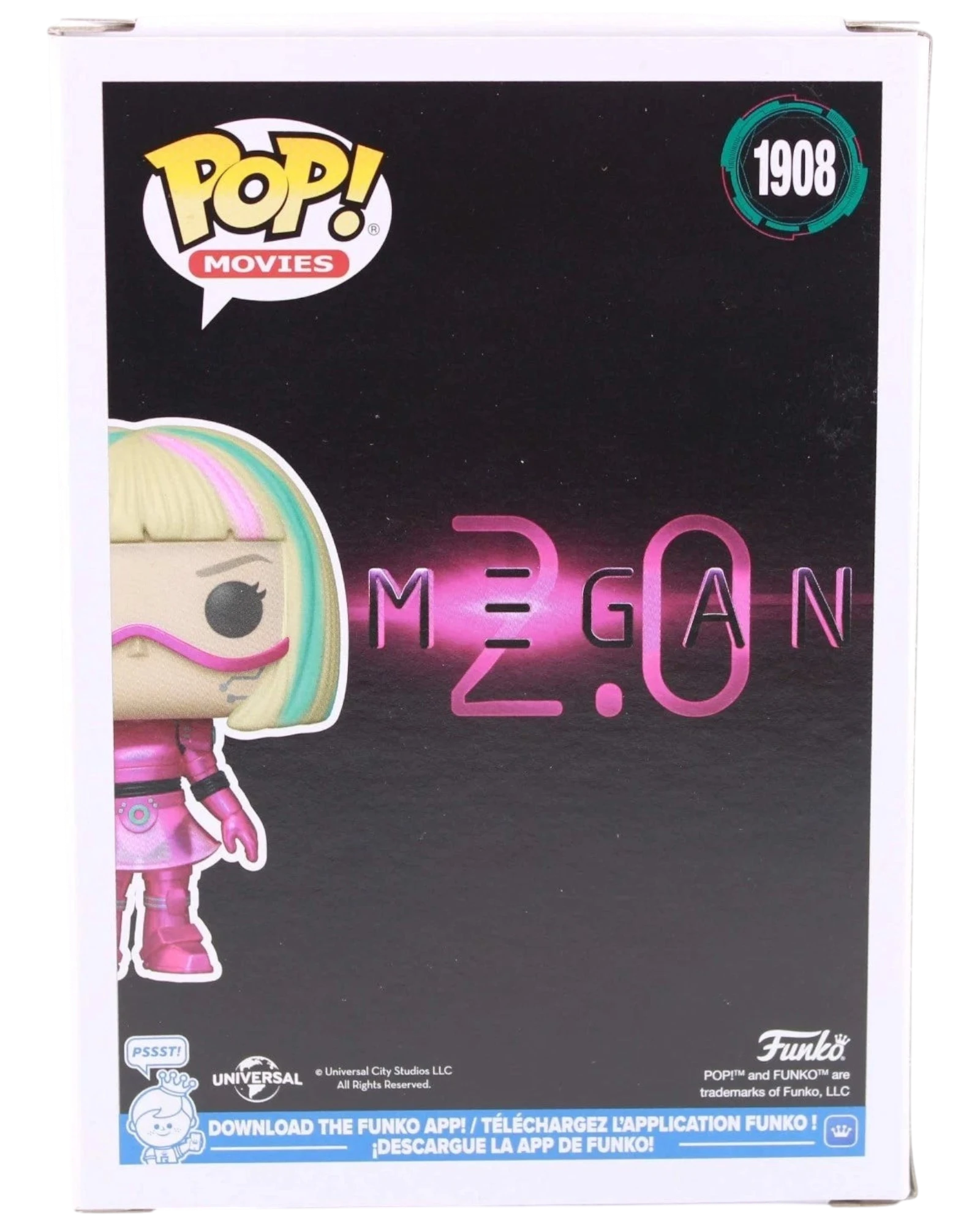 More Than Diecast Funko Pop! Movies M3GAN 2.0 figure #1908 packaging back showing character art and branding