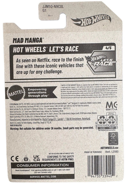 More Than Diecast Hot Wheels Mad Manga Treasure Hunt Let's Race packaging back view with product information