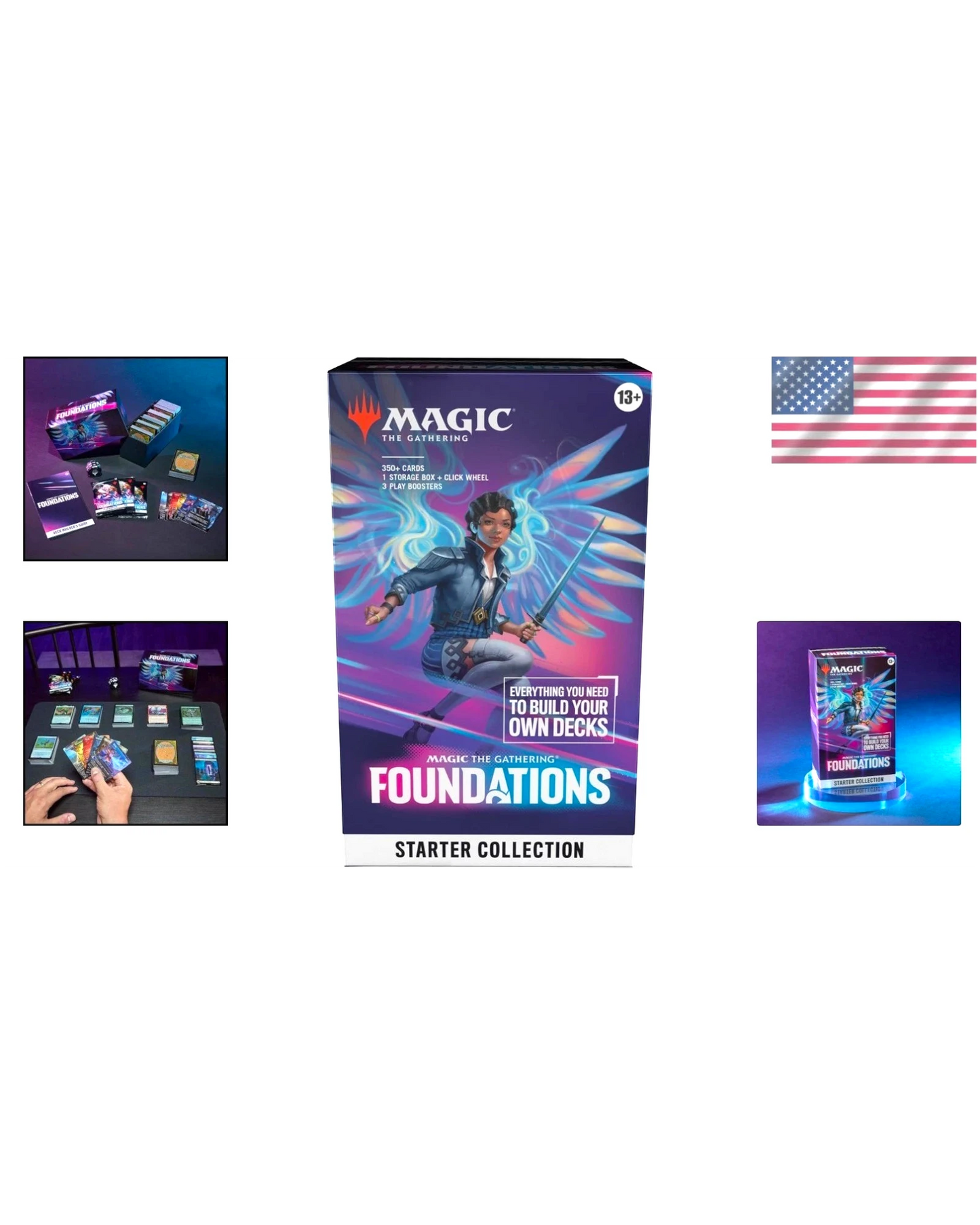 More Than Diecast Magic: The Gathering Foundations Starter Collection box set with 387 cards and play boosters.