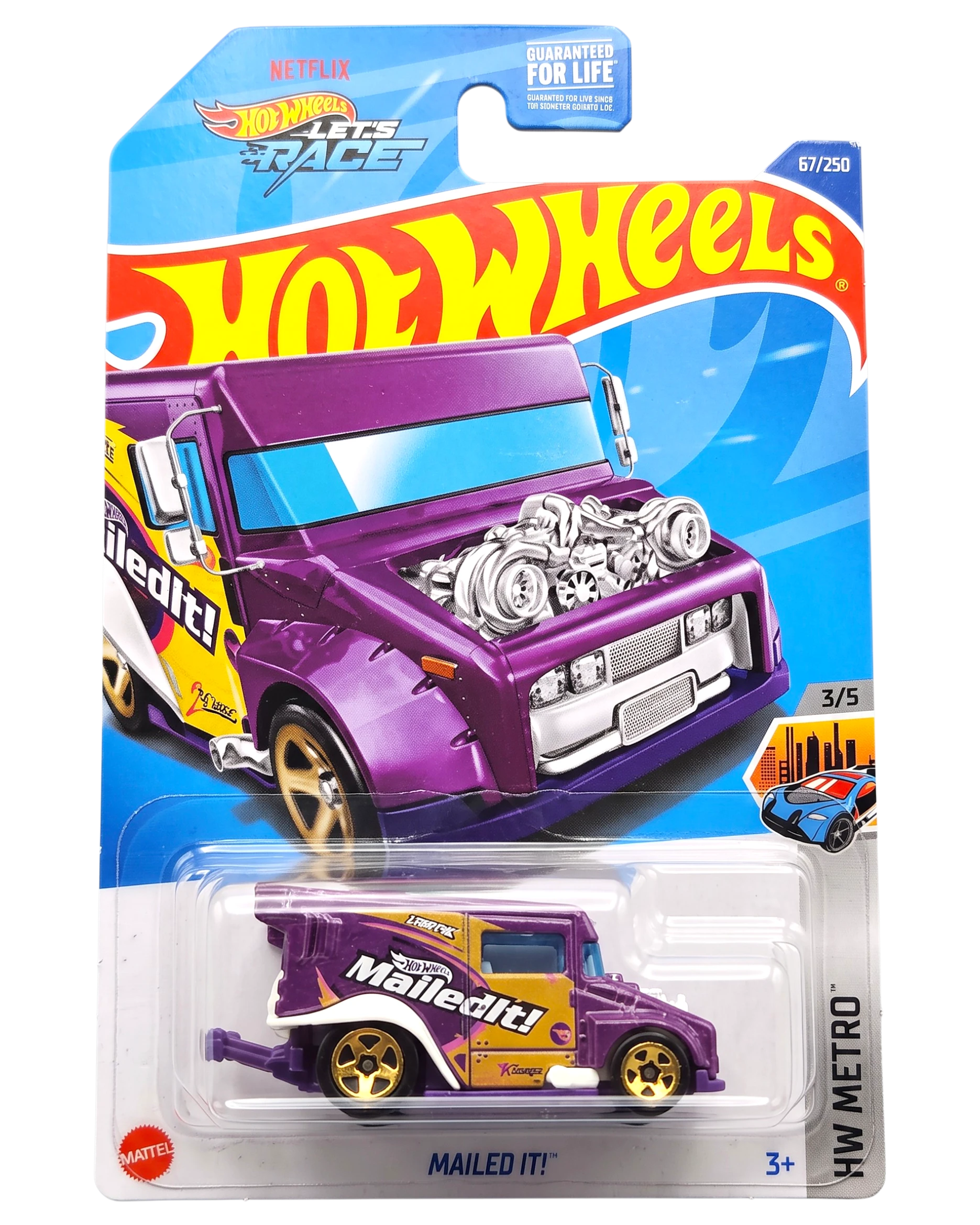More Than Diecast Hot Wheels Mailed It Treasure Hunt purple die-cast car in original blister packaging