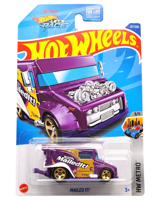 More Than Diecast Hot Wheels Mailed It Treasure Hunt purple die-cast car in original blister packaging
