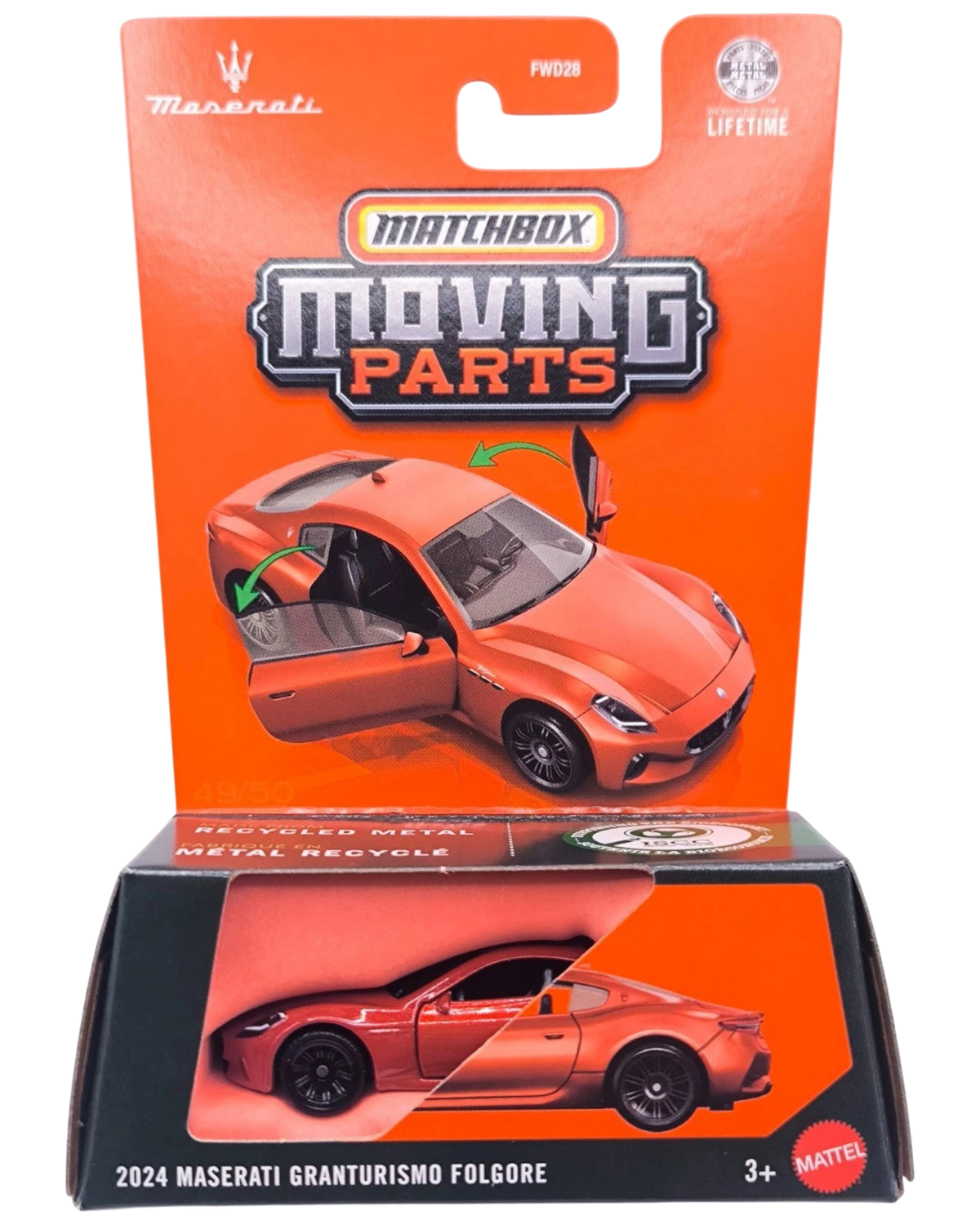 More Than Diecast 2024 Maserati GranTurismo Folgore red 1:64 scale die-cast car in Matchbox Moving Parts packaging