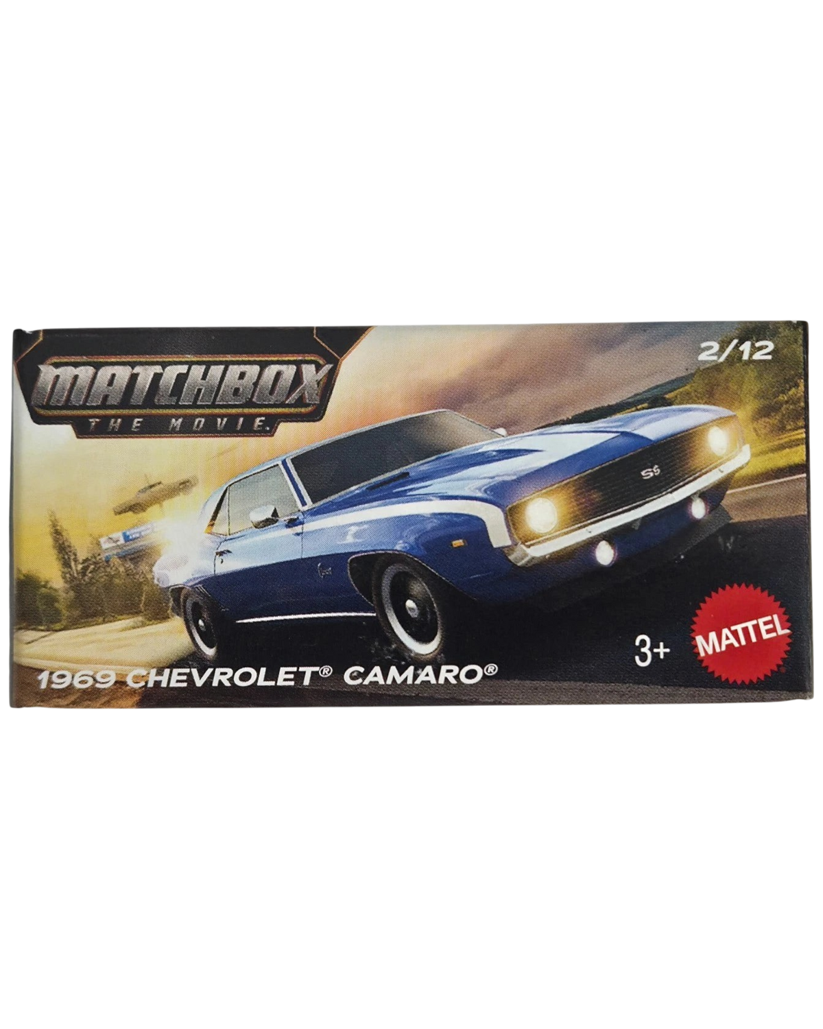 More Than Diecast Matchbox The Movie 1969 Chevrolet Camaro blue die-cast car in 1:64 scale packaging
